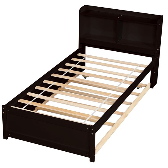 Minimalistic Espresso Twin Bed - Enhance Bedroom Aesthetics