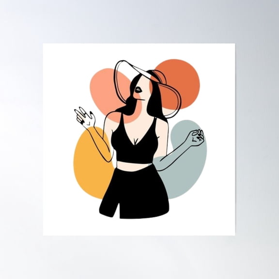 Minimalistic Fashion Girl Potrait Poster Wall Art, Modern Wall Decor For Living Room Bedroom, 30x30 UNFRAMED