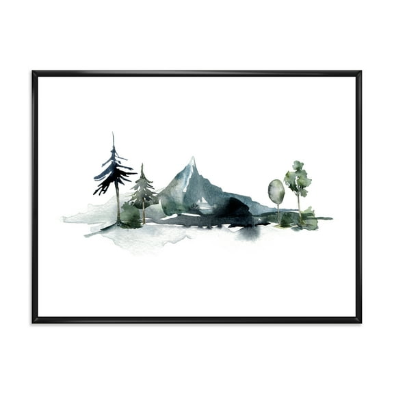 Minimalistic Fir Forest and Winter Mountains II 20 in x 12 in Framed Painting Canvas Art Print, by Designart