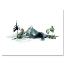 Minimalistic Fir Forest and Winter Mountains II 8 in x 12 in Painting Canvas Art Print, by Designart