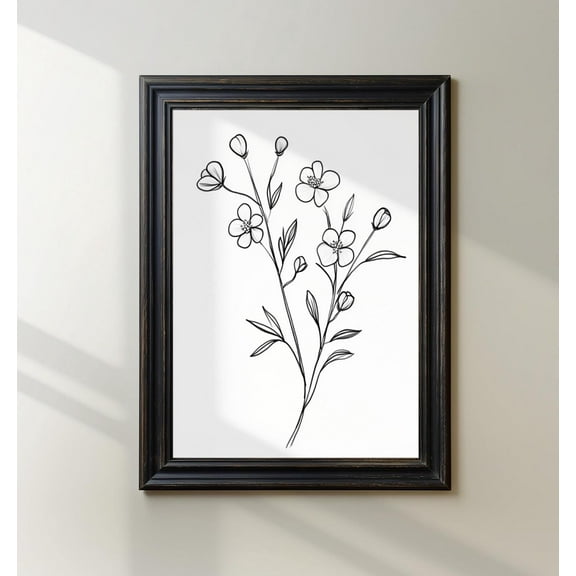 Minimalistic Floral Line Drawing Flower Print Poster Modern Floral Art Farmhouse Botanical Minimalistic Wall Art Poster Print Poster Warm Present Vintage UNFRAMED Poster Size 8x12