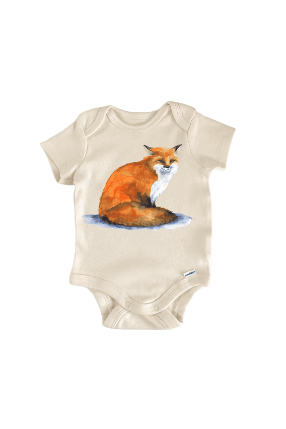 Minimalistic Fox Woodland Newborn Baby Bodysuit