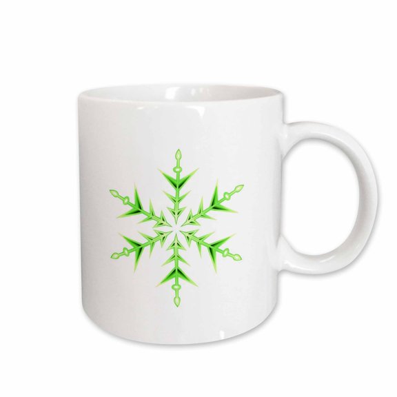 3drose, Minimalistic Green Snowflake Hand Drawn Art, 15oz Mug