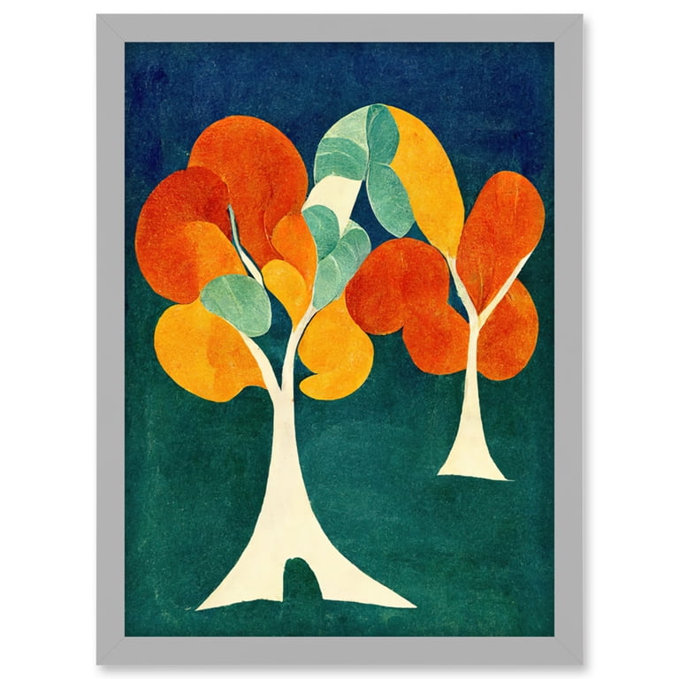 Minimalistic Henri Matisse Style Autumn Fall Trees Abstract
