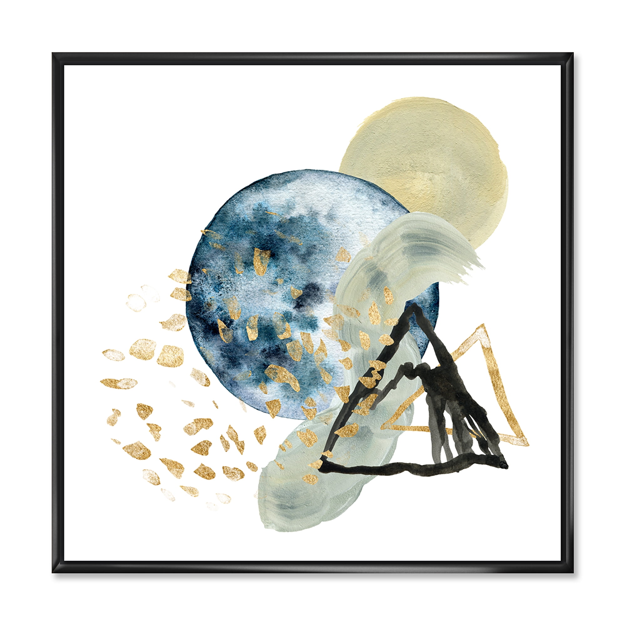 Minimalistic Landscape of Moon With Mountains II 30 in x 30 in Framed Painting Canvas Art Print, by Designart