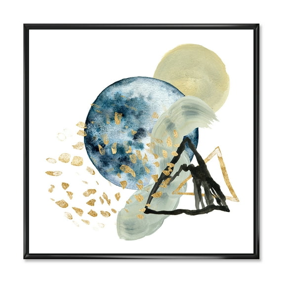 Minimalistic Landscape of Moon With Mountains II 30 in x 30 in Framed Painting Canvas Art Print, by Designart