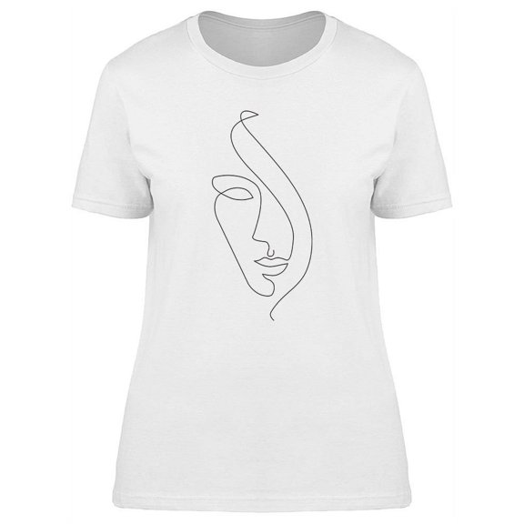 Minimalistic Linear Woman's Face T-Shirt, Medium