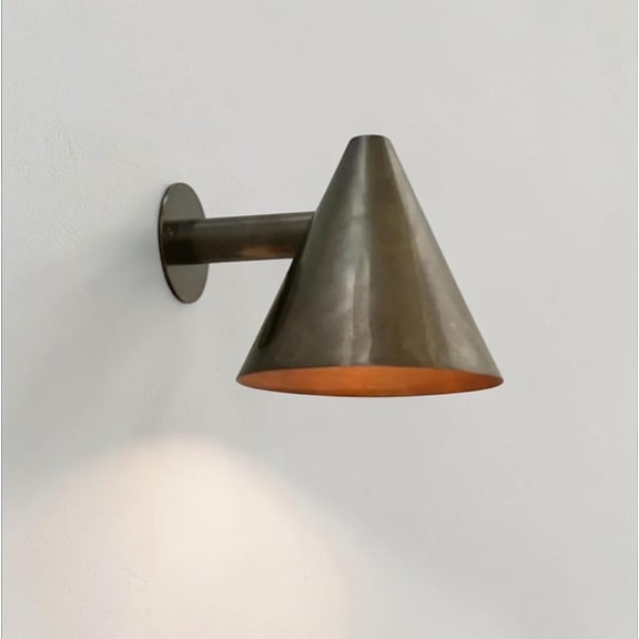 Minimalistic Mid Century Modern Brass Wall Sconce with Cone Shade