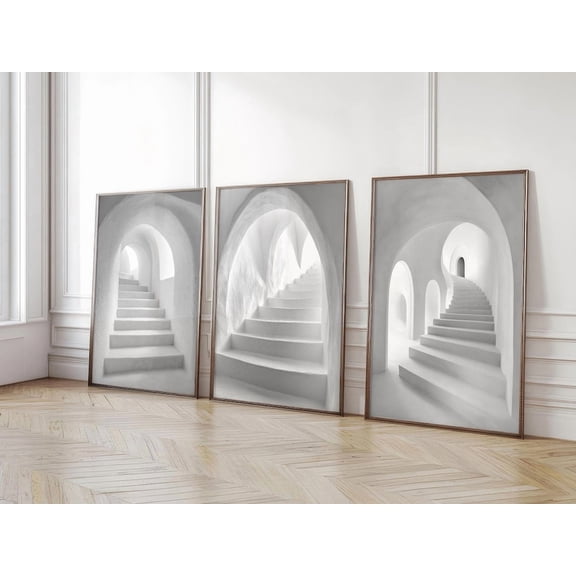 Minimalistic Monochrome Architectural Posters In Greek Style Triptych, Poster Only