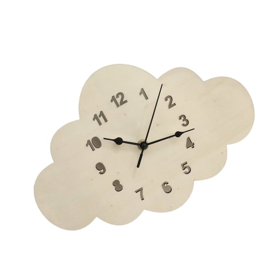 Lynono Wood Cartoon Cloud Quiet Wall Clock Quiet Operations Timepieces For Kids Room Decors And Quiet Study Environment