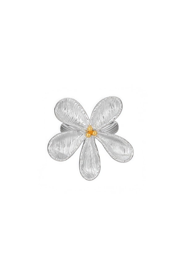 Minimalists Silver Flower Rings Elegant Simple Designs Jewelry Accessory for Women Men Everyday Wear