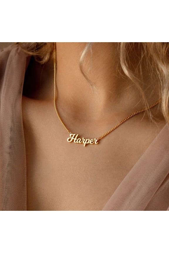 Minimally Gold Plated Collarbone Chain Custom Name Necklace