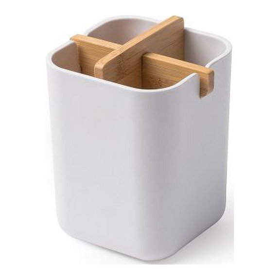 Minimally designed bamboo fiber bathroom toothbrush holder with 4 grids