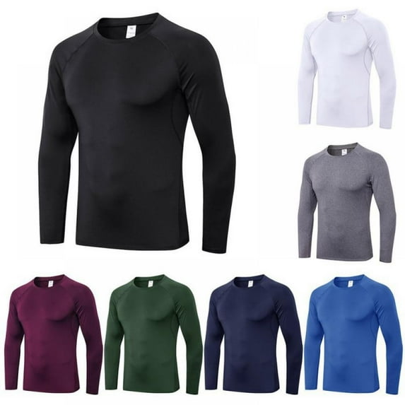 Minimanihoo Men Compression Elastic Shirts Long Sleeve Sports Tight Tops