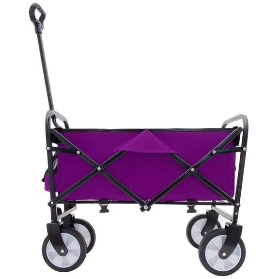 Minimeetall 225lbs Collapsible Utility Wagon, Purple All-Terrain Foldable Beach Cart