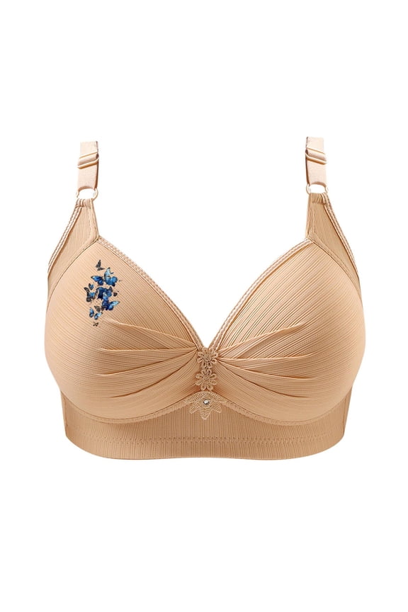 Minimizer Bra for Women Butterfly Print Adjustable Strap Full Coverage Up Bras Plus Size Comfort Soft Bras