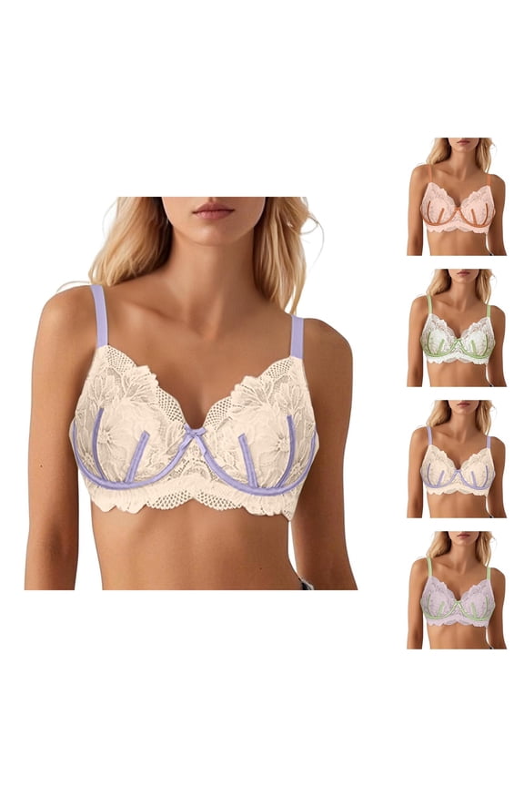 Minimizer Bra for Women Lightweight Lace Soft Underwire Anti-Sagging Bralettes Everyday Bra