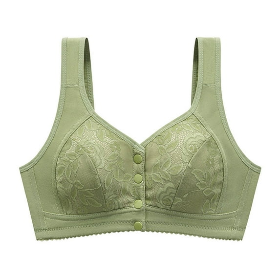 Minimizer Bras for Women Full Coverage Front Closure Lift & Support Solid Color Wireless Plus Size Bras for Women Convertible Plus Size Comfort Nightwear Green-B 44
