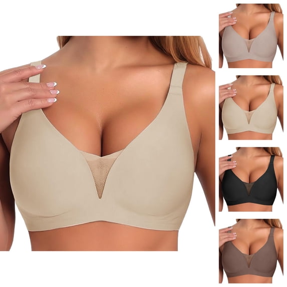 Minimizer Bras for Women Adjustable Strap Lightweight Deep V Neck Seamless Wireless Push Up Bra Tshirt Bras Everyday Bra