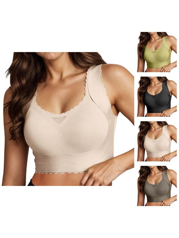 Minimizer Bras for Women Full Coverage Anti Sagging Side Support Seamless Racerback Push Up Bralette Everyday Bra