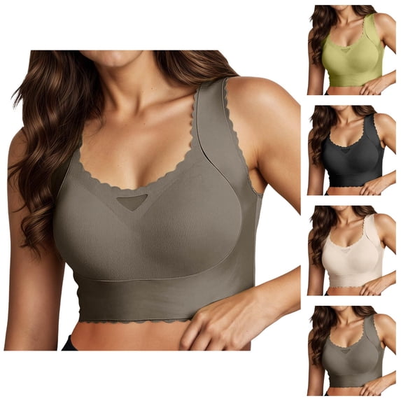 Minimizer Bras for Women Full Coverage Anti Sagging Side Support Seamless Racerback Push Up Bralette Everyday Bra