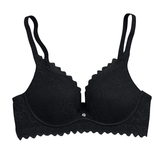 Minimizer Bras for Women Full Coverage No Underwire Lace Bra Low Support Lightly Breathable Comfort Push Up Bralette, Black, 34/75