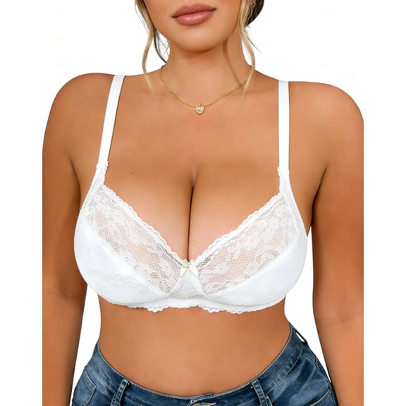 Minimizer Bras for Women Full Coverage Plus Size Bras Lifting Floral Lace Bra for Heavy Breast