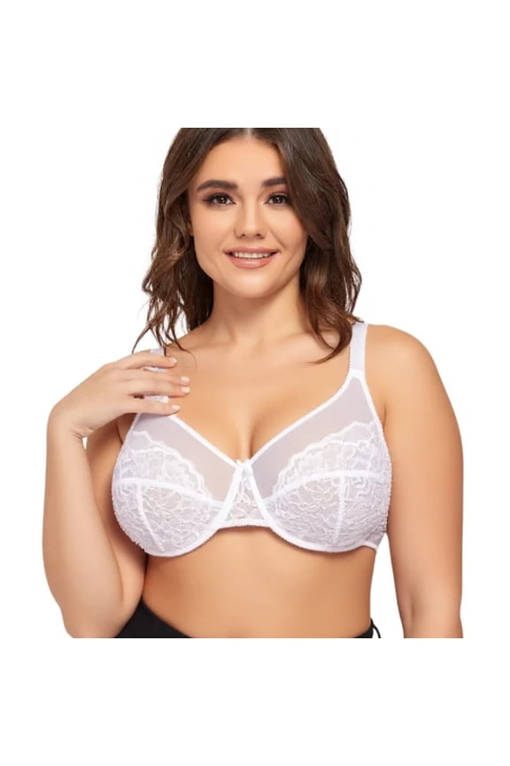 Minimizer Bras for Women Full Coverage Underwire Bras Plus Size Lifting Floral Lace Bra 34DD