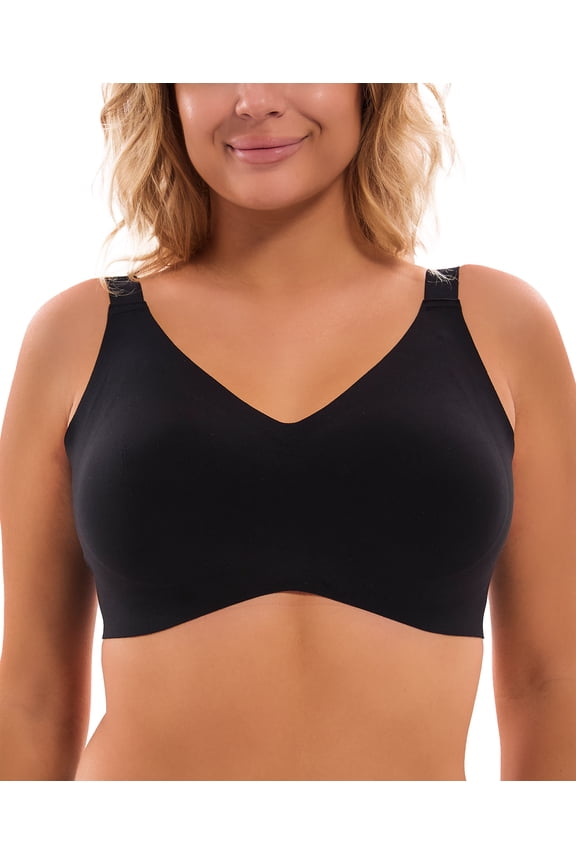 Minimizer Bras for Women Full Coverage Wireless Plus Size Seamless Bralette with Removable Pads Adjustable Comfort(Black,42C)