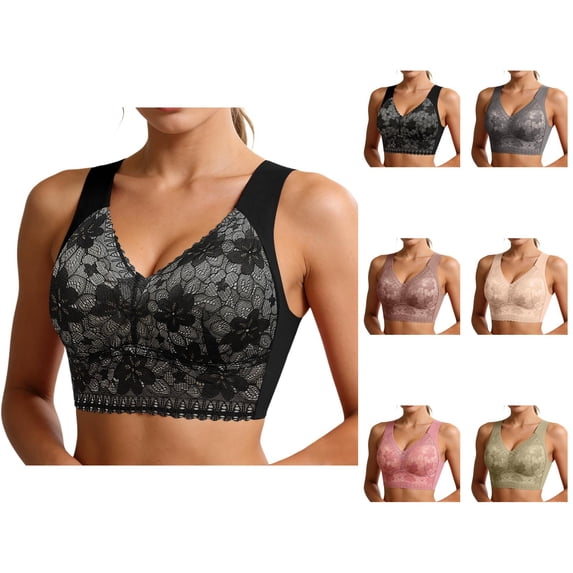 Minimizer Bras for Women Lightweight Full Coverage Floral Lace Racerback Push Up Bra