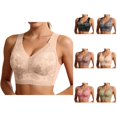 thumbnail image 1 of Minimizer Bras for Women Lightweight Full Coverage Floral Lace Racerback Push Up Bra, 1 of 9