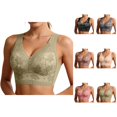 thumbnail image 1 of Minimizer Bras for Women Lightweight Full Coverage Floral Lace Racerback Push Up Bra, 1 of 5
