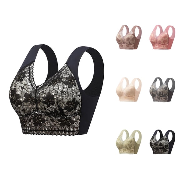 Minimizer Bras for Women Lightweight Full Coverage Racerback Push Up Bralette Floral Lace Cute Everyday Bra