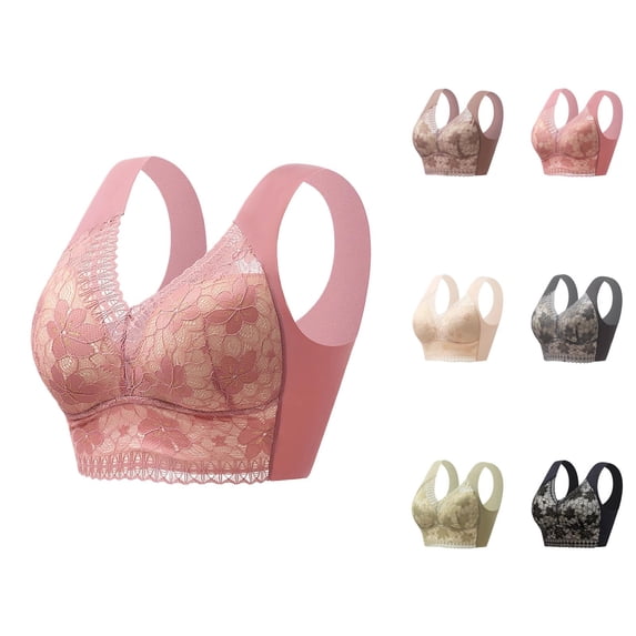 Minimizer Bras for Women Lightweight Full Coverage Racerback Push Up Bralette Floral Lace Cute Everyday Bra