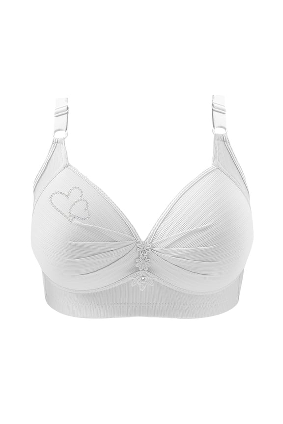 Minimizer Bras for Women Plus Size Fashion Rhinestones Heart Print Wireless Comfy Push Up Bralettes All-Day