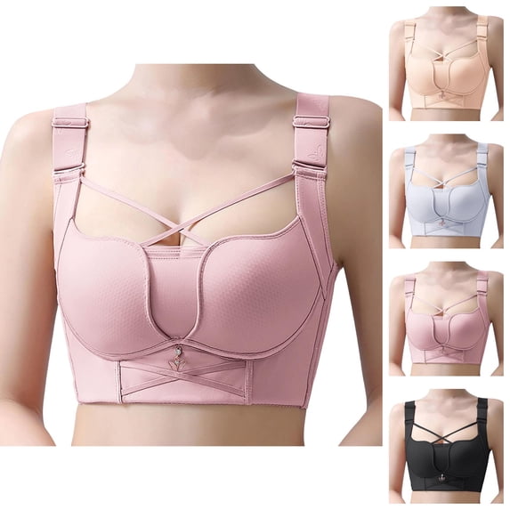 Minimizer Bras for Women Plus Size Front Criss Cross Full Coverage Wireless Side Support Lifting Push Up Bralettes