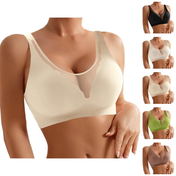 Minimizer Bras for Women Plus Size Mesh Breathable Seamless Lifting Light Support Push Up Bralettes Everyday Bra