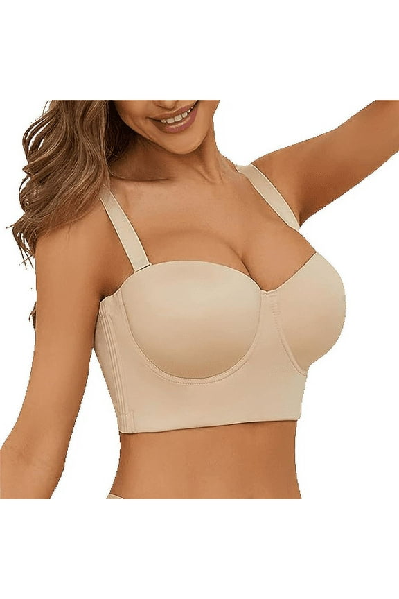 Minimizer Bras for Women,Women Low Back Anti Strapless Bra Longline Multi Way Push Up Bra,Push Up Bras for Women(Size:36)