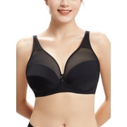 Minimizer bra for heavy breast comfy bra smoothing womens bra underwire support bras full coverage cross straps minimizing bras for large breasts Black 38 DD 38DD