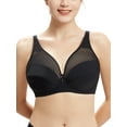 thumbnail image 1 of Minimizer bra for heavy breast comfy bra smoothing womens bras underwire support bras full coverage cross straps minimizing bras for large breasts women wire bra Black 38G 38 G, 1 of 6