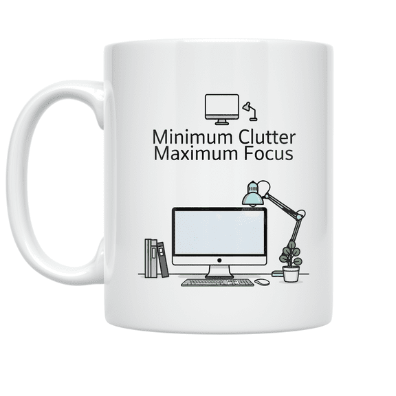 Minimum Clutter Maximum Focus - Minimalist Desk Decor Enthusiast - 11 oz Ceramic Coffee Mug