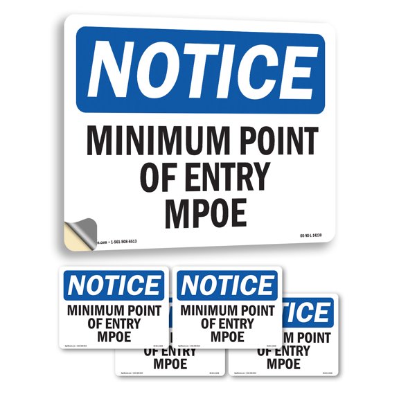 Minimum Point Of Entry Mpoe OSHA Notice Vinyl Decal Label 5 Inch x 3.5 Inch - 5 Pack