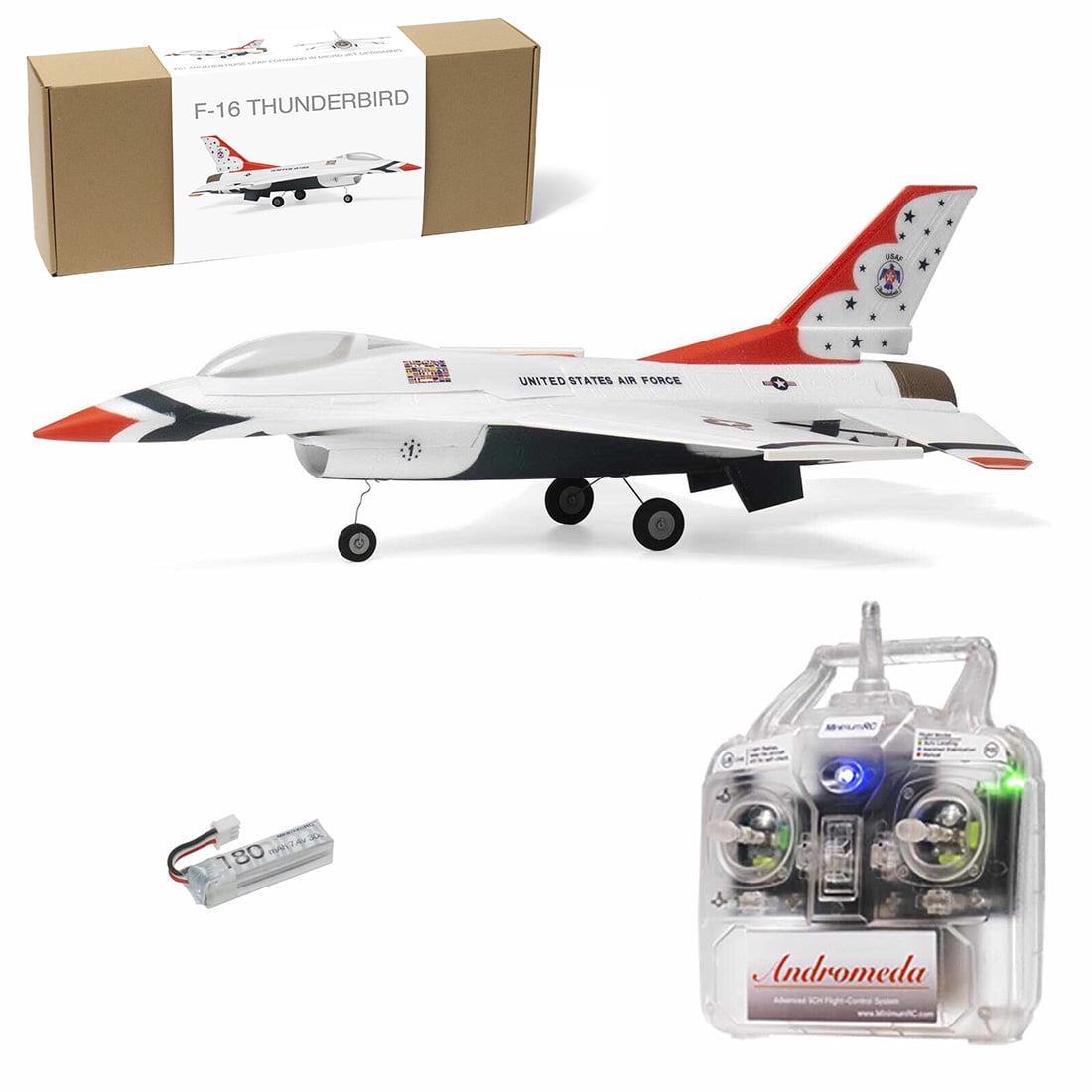 MinimumRC F-16 Thunder-Birds RC Plane for Adults, 30mm EDF 2S Brushless Power Delta Wing RC Jet Airplane with Gyro Stabilization, 290mm Wingspan Scale Model for Hobbyists - RTF