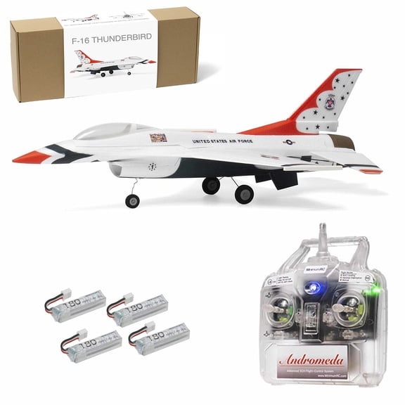 MinimumRC F-16 Thunderbird RC Plane, 30mm Ducted Jet Delta-Wing Brushed Motor RC Aircraft with 2S Gyro Stabilized for Hobbyists