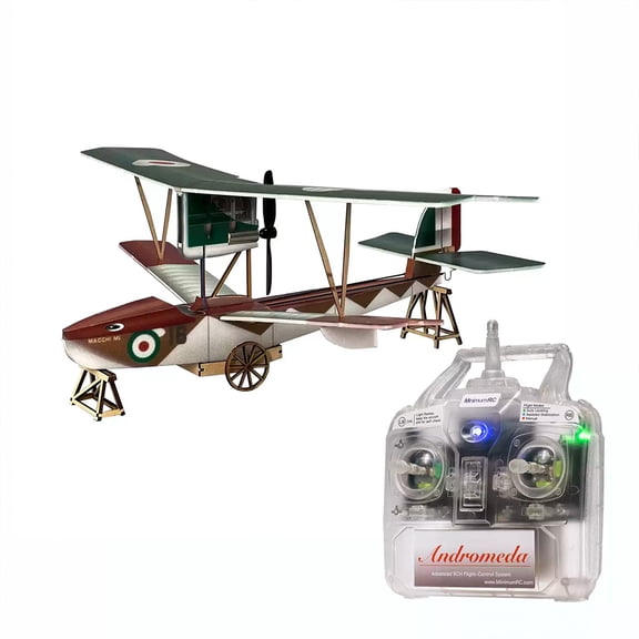 MinimumRC M5 RC Airplane, Gyro-Stabilized Micro 3CH RC Seaplane Biplane, Fixed-Wing Water Aircraft for Hobbyist (Left-Hand Throttle / 3 Battery)