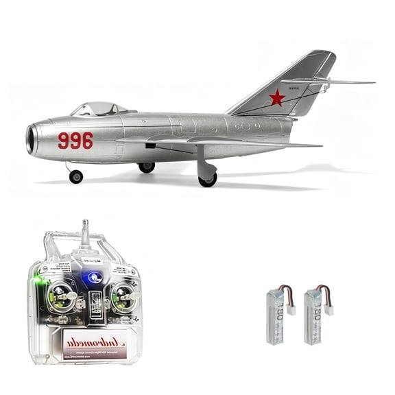MinimumRC MiG-15 EDF RC Jet Airplane 30mm Ducted Fan 4CH Fixed Wing Aircraft With Gyro Stabilization 2S Power System For Flying- Left-hand throttle/Brushless motor / 2 Battery