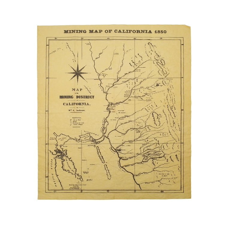 1850 California Mining Map Parchment Paper Poster Gold Rush Home Decor Wall Art 1850 California Mining Map Parchment Paper Poster Gold Rush Home Decor Wall Art