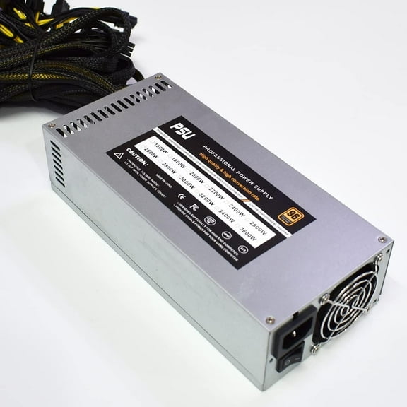 Mining Power Supply 2000W, Miner Power Supply for 8GPU Bitmain Antminer S9 S11 Z11 BTC LTC ETH, 110V-230V PSU with 12000 RPM Siolent Fan,16PCSx6+2PIN and 6PCSx6PIN Connectors