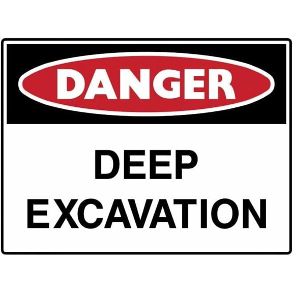 Mining Site Sign - Danger Deep Excavation Metal Sign 8 x 12 Inch Wall Decor for Indoor & Outdoor Use