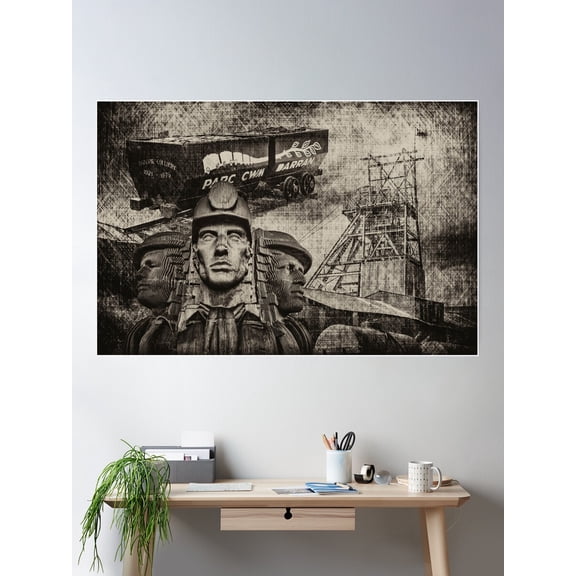 Mining Tribute Antique 1 Poster Wall Art, Modern Wall Decor For Living Room Bedroom, 24x36 UNFRAMED